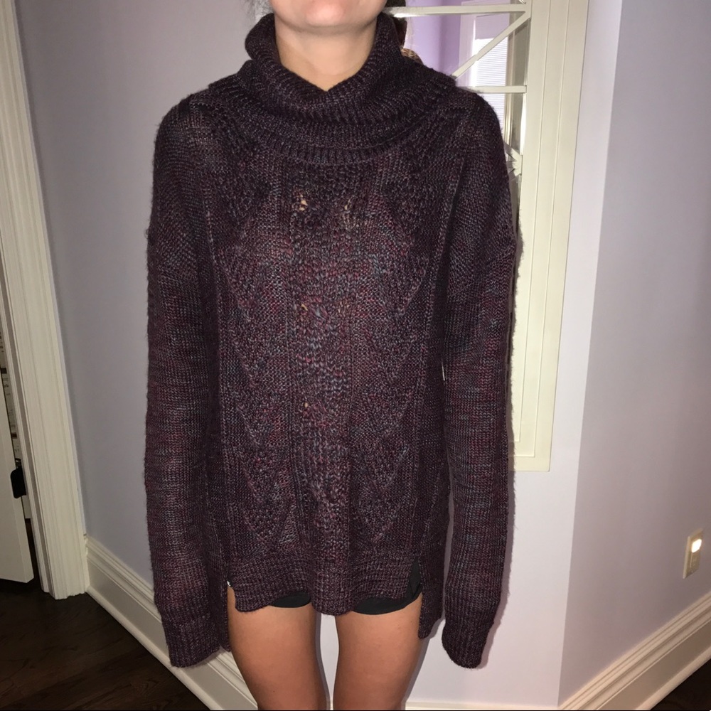 Purple turtleneck sweater